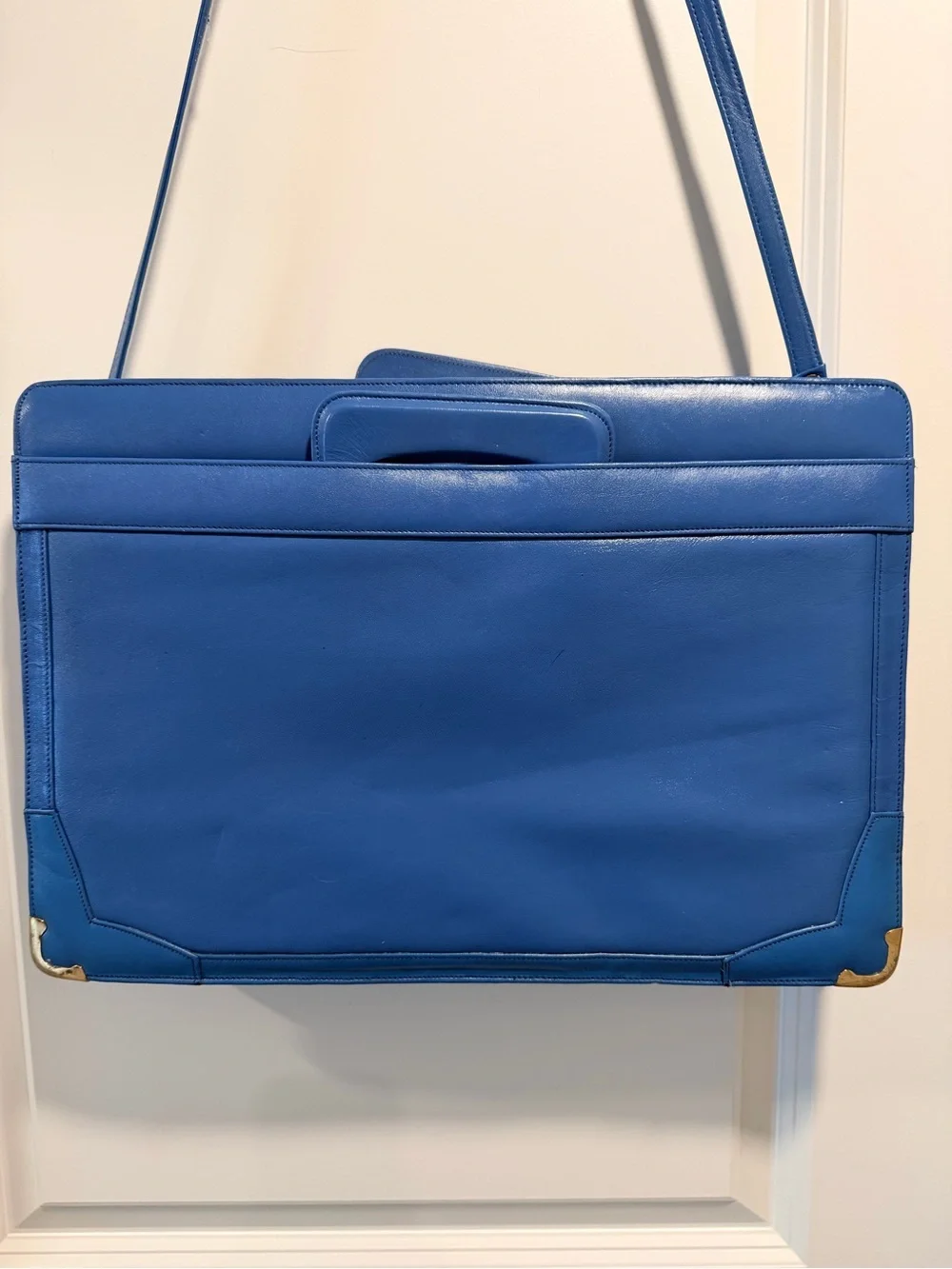 Vintage 1980s Leather of The Sea Leather Portfolio Briefcase Bag in Ocean Blue